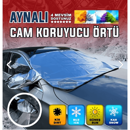 Her Araca Uygun Ön Cam Brandası Aynalara Geçme Çadır Araç Camı Buzlanma Önleyici Ve Koruyucu Branda Cam Üstü Kar Örtüsü Buz Brandası Güneş Önleyici Su Geçirmez 155 X 90 cm image 3