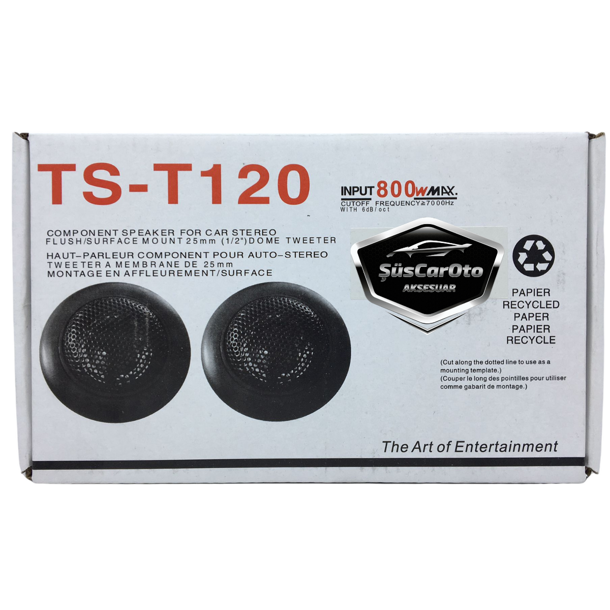 ŞüsCarOto TS-T120 Oto Araç Kapaklı Tweeter Küçük Hoparlör 800W 2'li Takım image 3