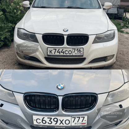 Bmw 3 Serisi E90 LCI 2008-2011 Uyumlu Ön Panjur Böbrek M3 Görünüm Izgara Çift Çizgi İthal Piano Black 1.Sınıf Sağ Sol Takım image 4