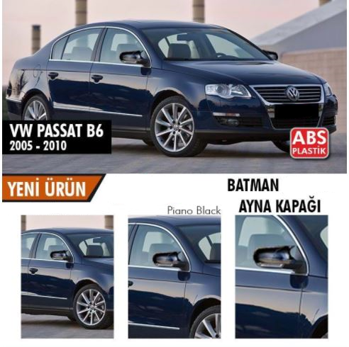 Vw Passat B6 2005-2010 Batman Yarasa Ayna Kapağı Piano Black ABS Plastik image 0