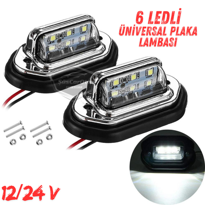 Üniversal Plaka Lambası 6 Led Güçlü Işık Su Geçirmez Krom Araç Plaka Işığı Ultra Parlak Oto Aydınlatma 12/24V 2 Adet image 0