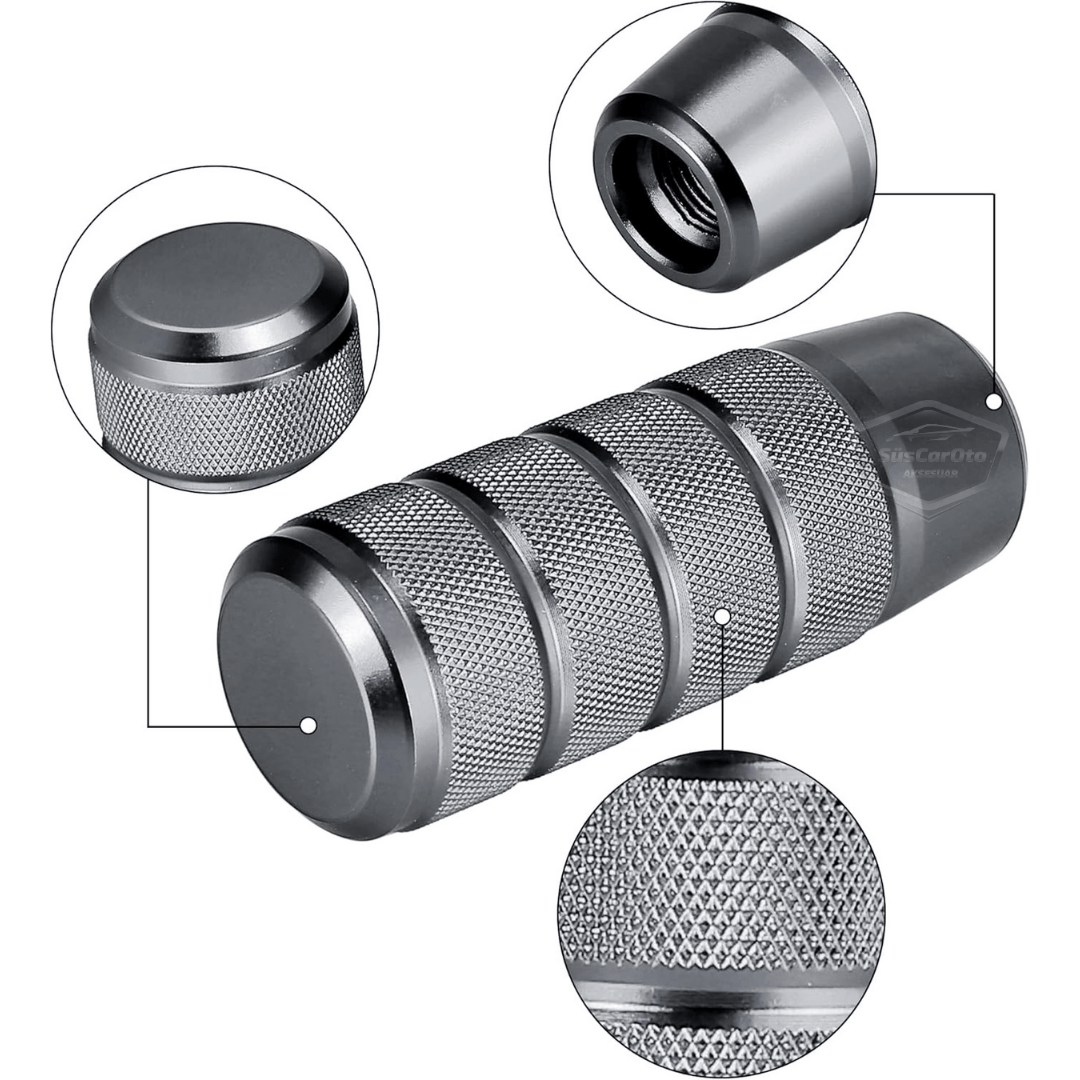 Üniversal 9.5 cm JDM Metal Spor Görünümlü Vites Topuzu Aparatlı Alüminyum Alaşım Otomatik-Manuel Yarış Vites Kolu Titanyum Gri image 3