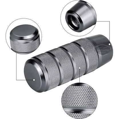 Üniversal 9.5 cm JDM Metal Spor Görünümlü Vites Topuzu Aparatlı Alüminyum Alaşım Otomatik-Manuel Yarış Vites Kolu Titanyum Gri image 3