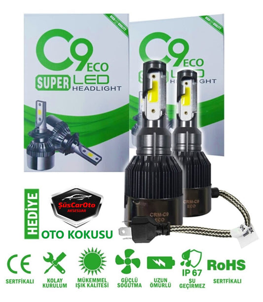 C9 Ultra Beyaz Led Xenon Soğutuculu Far Ampulü 8400 LM Şimşek Etkili Zenon H1 image 0