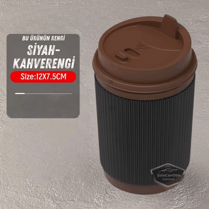 Üniversal Kahve Bardağı Görünümlü Led Işıklı Yanmaz Koku Geçirmez Oto Küllük Dumansız Sızdırmaz Kapaklı Araç İçi Küllük Araba Küllüğü Siyah Kahverengi image 1
