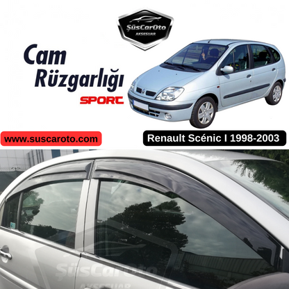 Renault Scenic 1 1998-2003 Uyumlu Mugen Cam Rüzgarlığı Seti Piano Black 4'lü İthal image 0