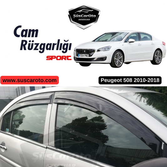 Peugeot 508 2010-2018 Uyumlu Mugen Cam Rüzgarlığı Seti Piano Black 4'lü İthal image 0