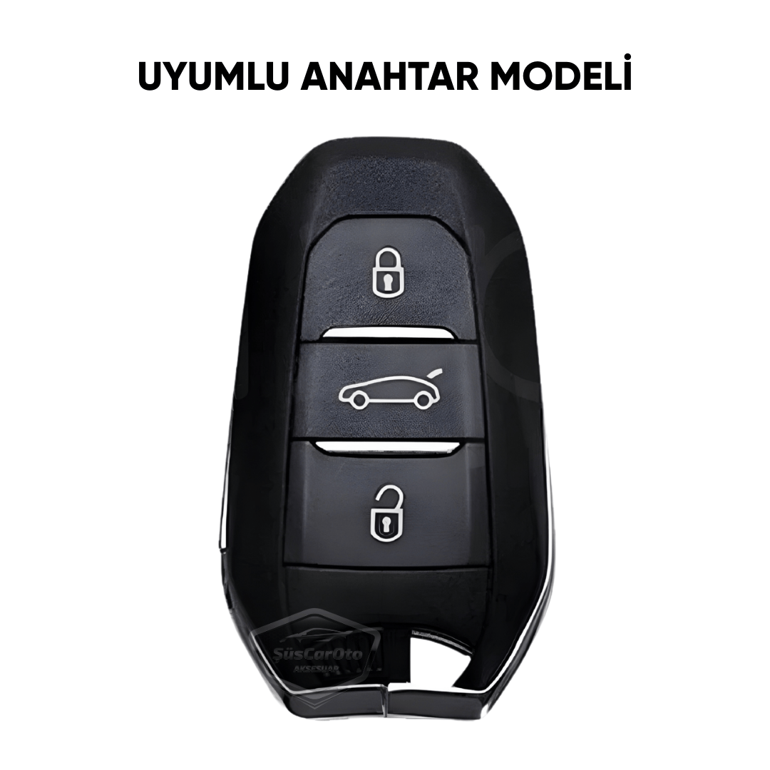 Peugeot 208 308 508 2008 3008 5008 Citroen C3 C4 Uyumlu Silikon Anahtar Kılıfı Oto Anahtar Kabı Darbe Emici Anahtarlık Koyu Titan Gri image 2