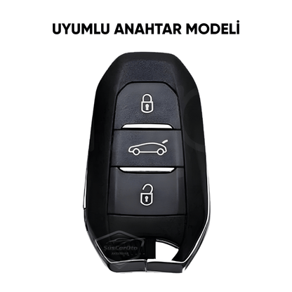 Peugeot 208 308 508 2008 3008 5008 Citroen C3 C4 Uyumlu Silikon Anahtar Kılıfı Oto Anahtar Kabı Darbe Emici Anahtarlık Koyu Titan Gri image 2