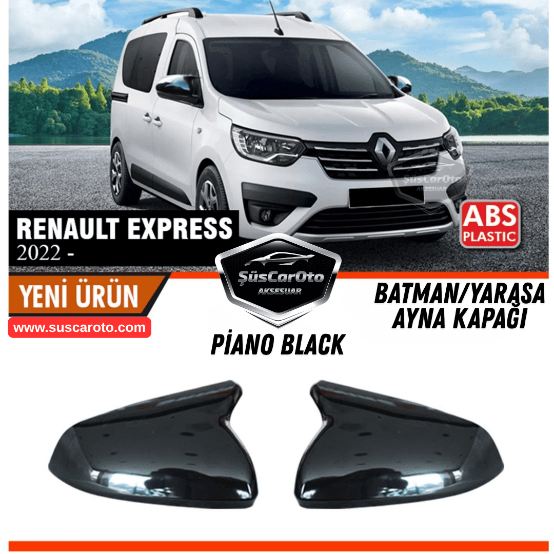 Renault Express 2022 Sonrası Uyumlu Batman Yarasa Ayna Kapağı Piano Black ABS Plastik Sağ Sol Takım image 0
