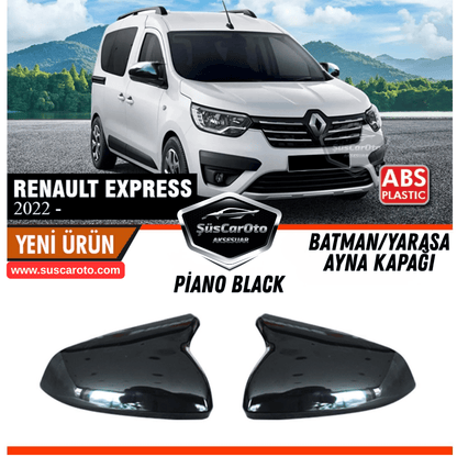 Renault Express 2022 Sonrası Uyumlu Batman Yarasa Ayna Kapağı Piano Black ABS Plastik Sağ Sol Takım image 0