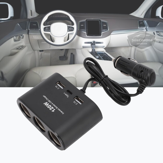 Üniversal 3 lü Çakmak Soketi 120W Çakmaklık Çoğaltıcı 2 Usb 1 Type-c Araç Şarj Cihazı Çakmaklık Şarj Çakmak Çoklayıcı 12v/24v image 0