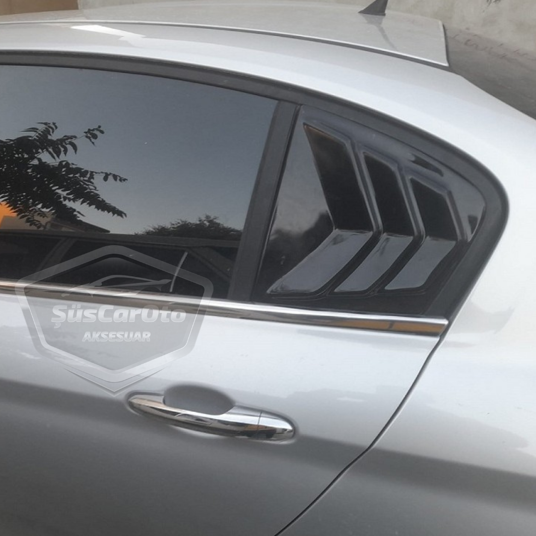 Fiat Egea Sedan 2015 Sonrası Kelebek Cam Izgarası Kelebek Cam Vizörü Havalandırma Sağ Sol Takım Parlak Siyah image 4