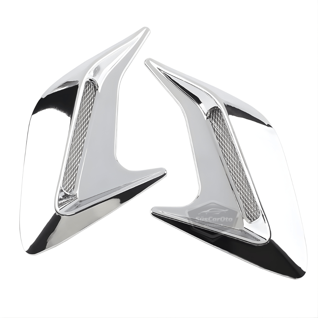 Üniversal Krom Kaput Çamurluk Venti Izgarası Sağ Sol 2 Adet Mini Scoop Vent Spor Görünümlü 1.Sınıf İthal Sağ Sol 2 Adet Silver Gümüş ONP165 image 8