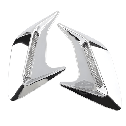 Üniversal Krom Kaput Çamurluk Venti Izgarası Sağ Sol 2 Adet Mini Scoop Vent Spor Görünümlü 1.Sınıf İthal Sağ Sol 2 Adet Silver Gümüş ONP165 image 8