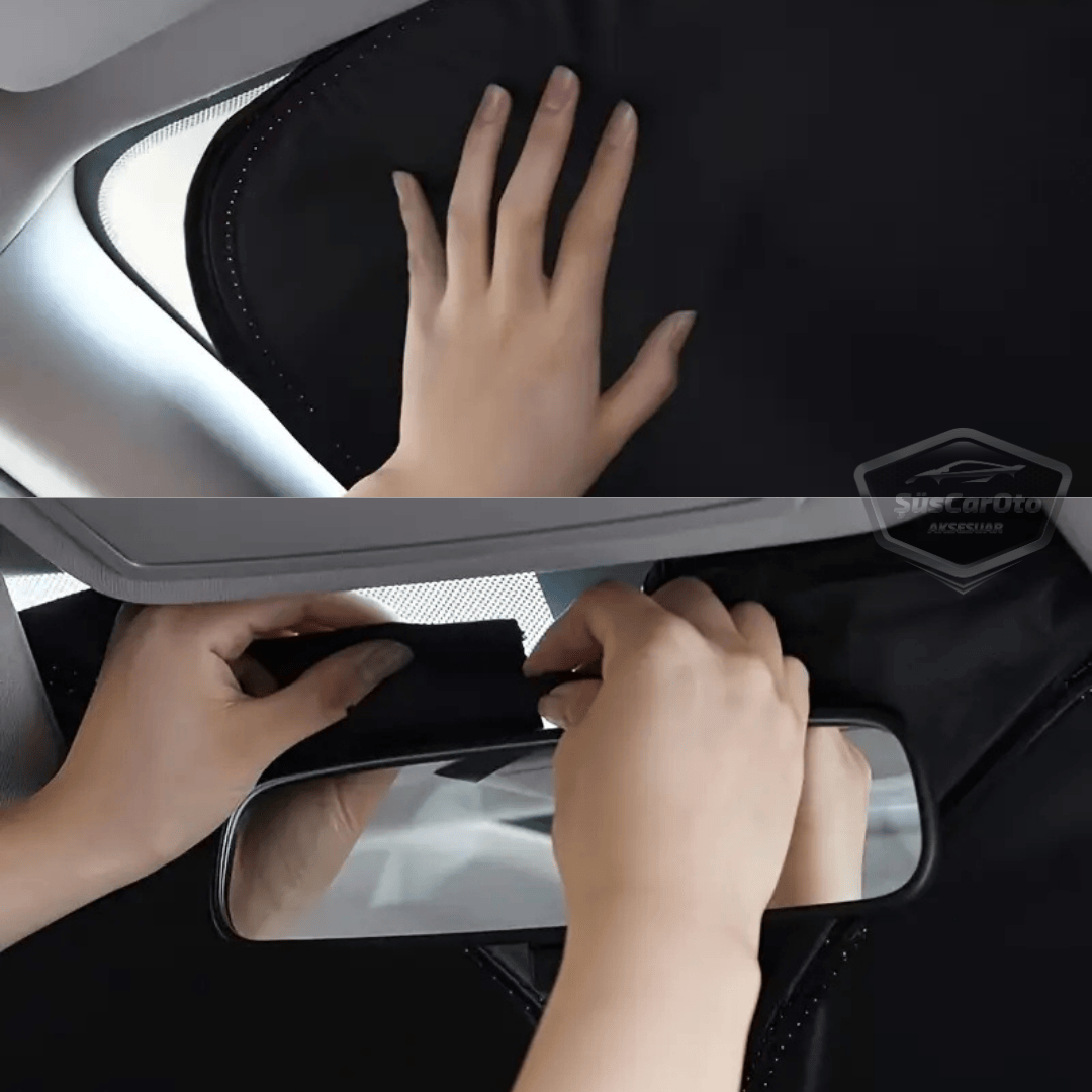 Oto Katlanabilir Premium Ön Güneşlik Ön Arka Cam Gölgelik Metalize Yeni Nesil Güneş Koruyucu Oto Araba Suv Tır 80 cm x 140 cm Çantalı image 9