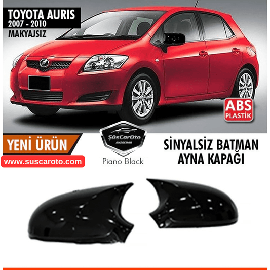Toyota Auris E150 2006-2010 Sinyalsiz Uyumlu Batman Yarasa Ayna Kapağı Piano Black ABS Plastik image 0