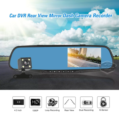 Ön ve Arka Kameralı Dikiz Aynası Geri Görüş Kameralı 4.3" 1080P Full HD Kayıt Çarpışma Algılayıcı Sensörlü Gece Görüşlü Park Sensörü Sesli Yol Kayıt image 9