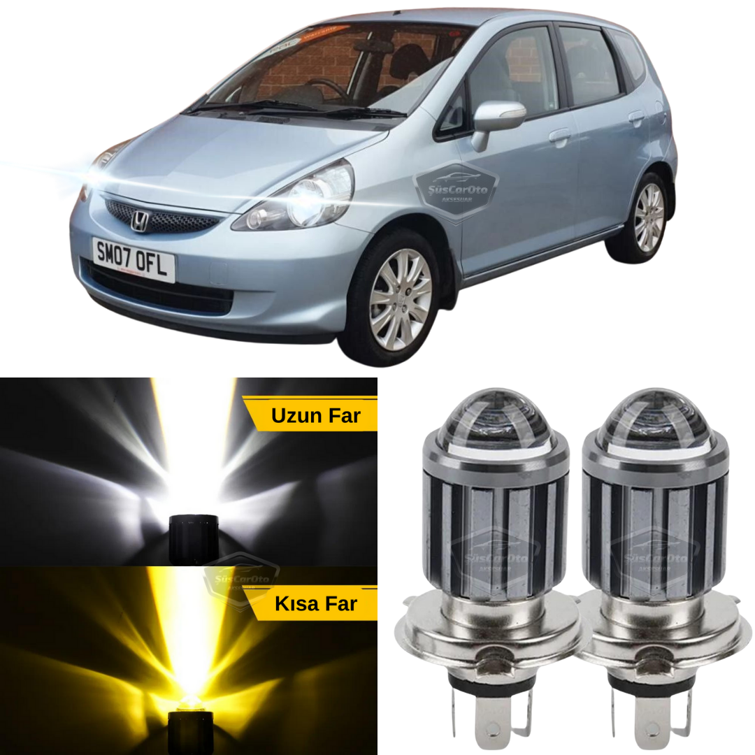 Honda Jazz 2001-2008 Uyumlu Mercekli Far Ampulü Led Xenon Çift Renk Sarı-Beyaz Far Şimşek Etkili CSP Led Lamba Uzun Kısa 2 Adet Takım image 0