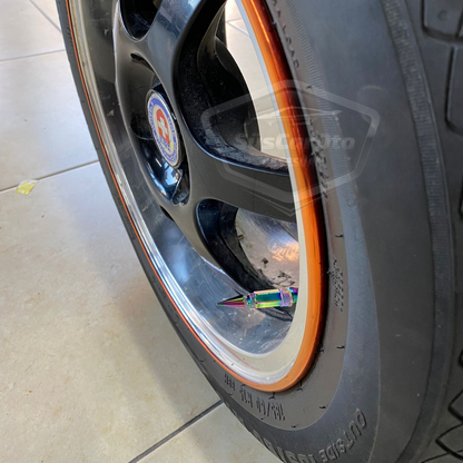 Sivri Sibop Kapağı Mermi Sibop Kapağı Araba Motosiklet Bisiklet Metal Bukalemun Renkli 4 lü Set image 3