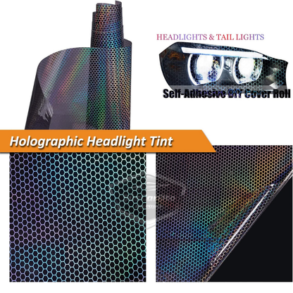 Koyu Siyah Hologram Petek Desen Far Stop Filmi Far Folyosu Far Çizik Çizilme Engelleyici Folyo 100 x 30 cm image 4