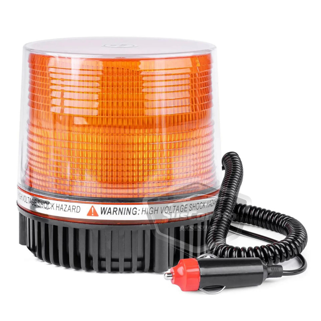 Mıknatıslı Çakarlı Tavan Tepe Lambası Yuvarlak Tip Off Road Ambulans İtfaiye Kurtarıcı Çakar Çakmaklık Girişli Su Geçirmez Turuncu 12-24V Tepe Çakar image 1