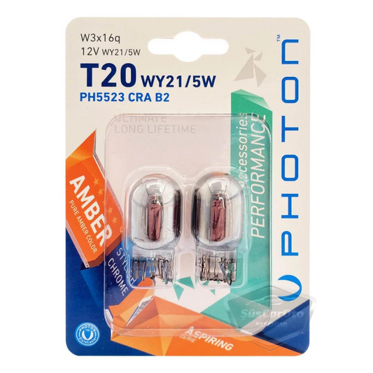 Photon Blister Minyatür Serisi Diadem Ampul Krom Amber Park Sinyal Ampulü Gündüz Farı T20 WY21/5W 12V Turuncu Işık 2'li Takım image 0