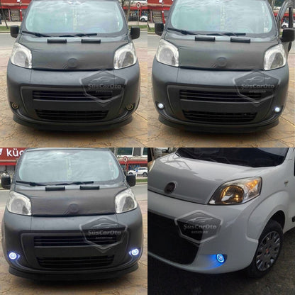 Citroen Nemo 2008-2022 Uyumlu Üniversal Mercekli Angel Sis Farı Metal Su Geçirmez 76 mm Buz Mavi Halkalı Gündüz Farı Angel Eyes 2 Adet image 1