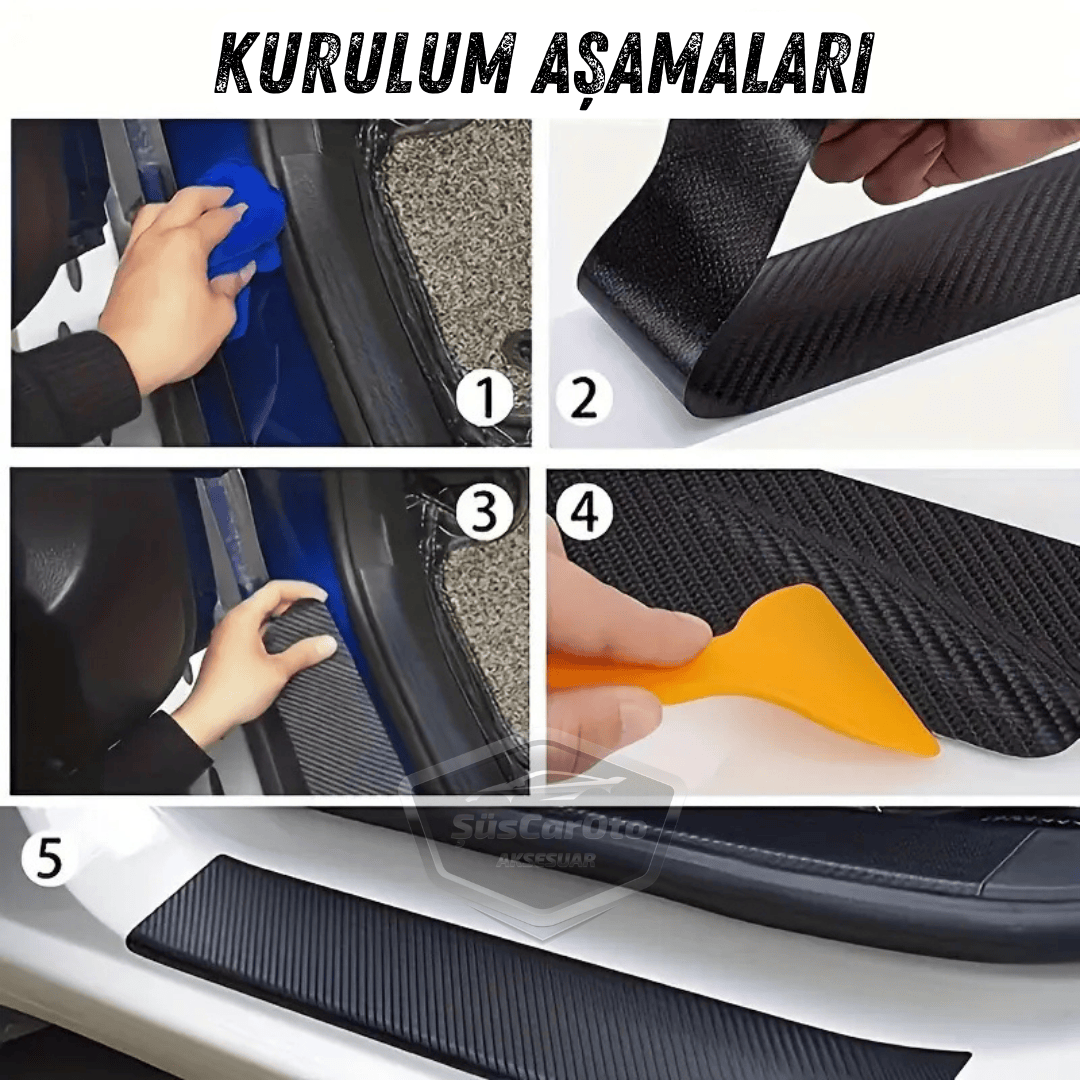 Üniversal Araç İçi 3D Siyah Karbon Kapı Eşik Bandı Arka Tampon Eşiği Koruma Folyosu Orijinal Hava Kanallı Yapışkanlı İthal Çok Amaçlı Tampon Koruma 5 Metre image 5