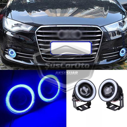 Renault Fluence 2009-2016 Uyumlu Üniversal Mercekli Angel Sis Farı Metal Su Geçirmez 76 mm Buz Mavi Halkalı Gündüz Farı Angel Eyes 2 Adet image 9