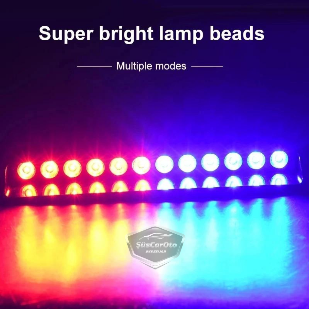 S12 Kumandalı Cam İçi Vantuzlu Polis Çakar Lamba İkaz Lambası 12 Ledli 14 Farklı Mod Kablosuz Kırmızı Mavi Çakmaklık Girişli image 6
