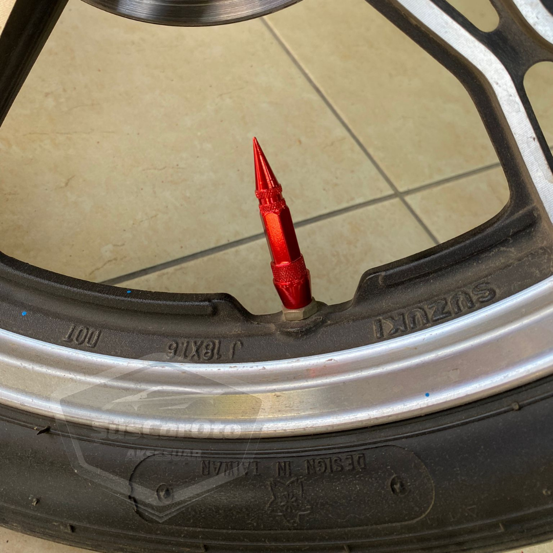 Sivri Sibop Kapağı Mermi Sibop Kapağı Araba Motosiklet Bisiklet Metal 4 lü Set Kırmızı image 5