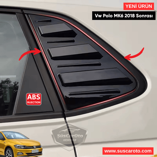Vw Polo MK6 2018 Sonrası Uyumlu Kelebek Cam Izgarası Kelebek Cam Vizörü İthal Havalandırma Sağ Sol Takım Parlak Siyah 1.Sınıf image 0