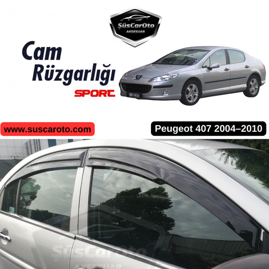 Peugeot 407 2004-2010 Uyumlu Mugen Cam Rüzgarlığı Seti Piano Black 4'lü İthal image 0
