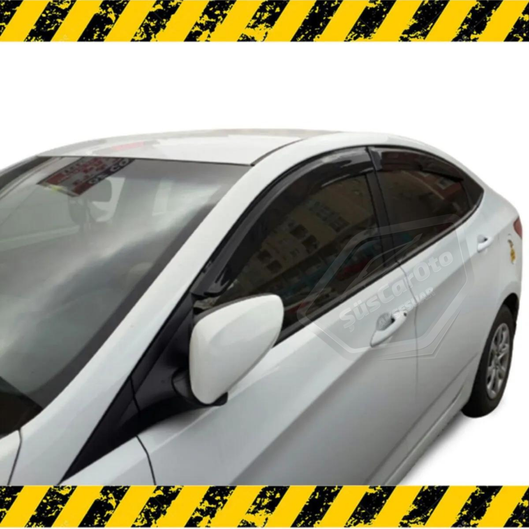 Hyundai Accent Blue 2011-2018 Uyumlu Mugen Cam Rüzgarlığı Seti Piano Black 4'lü İthal image 2