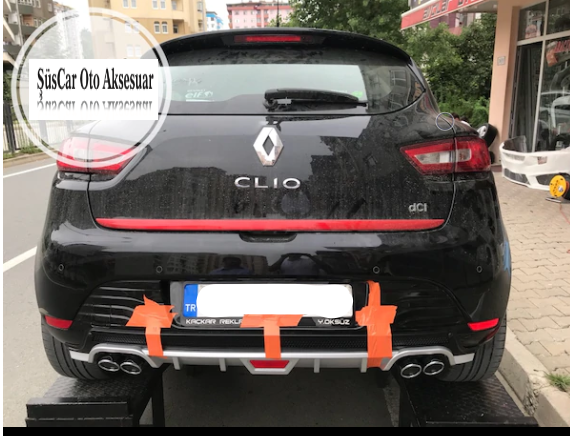 Renault Clio IV 4 Çıkışlı Egzoz Görünümlü Difüzör Arka Tampon Eki image 1