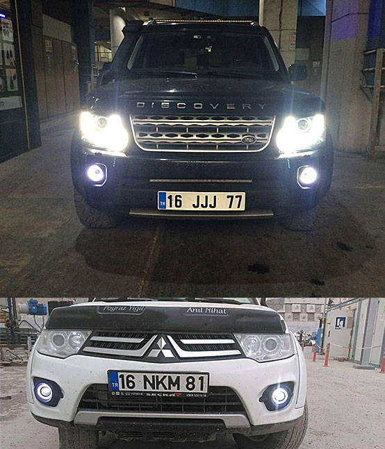 Üniversal Mercekli Angel Sis Farı Metal Su Geçirmez 89 mm Beyaz Halkalı Angel Eyes image 6