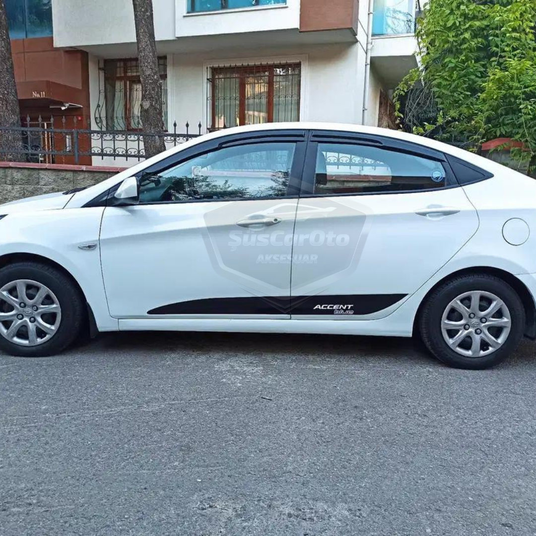 Hyundai Accent Blue 2011-2018 Uyumlu Mugen Cam Rüzgarlığı Seti Piano Black 4'lü İthal image 6