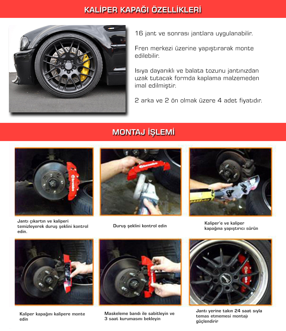 Brembo Fren Kaliper Kapağı 4'lü Set Üniversal 17'' ve Üzeri Uyumlu image 3