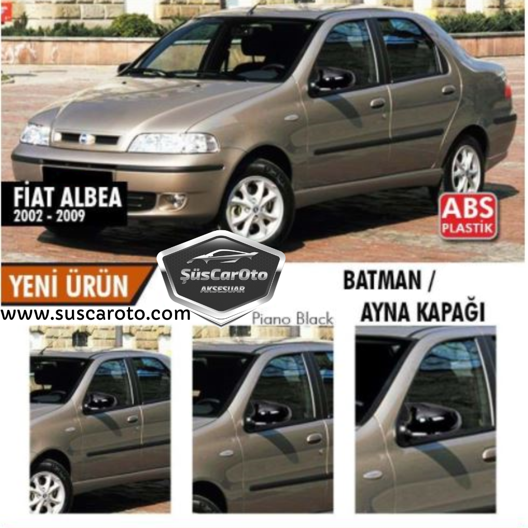 Fiat Albea 2002-2009 Batman Yarasa Ayna Kapağı Piano Black ABS Plastik image 0