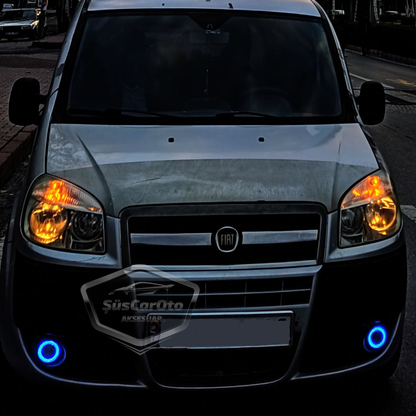 Fiat Doblo D2 2005-2010 Uyumlu Üniversal Mercekli Angel Sis Farı Metal Su Geçirmez 76 mm Beyaz Halkalı Gündüz Farı Angel Eyes 2 Adet image 4
