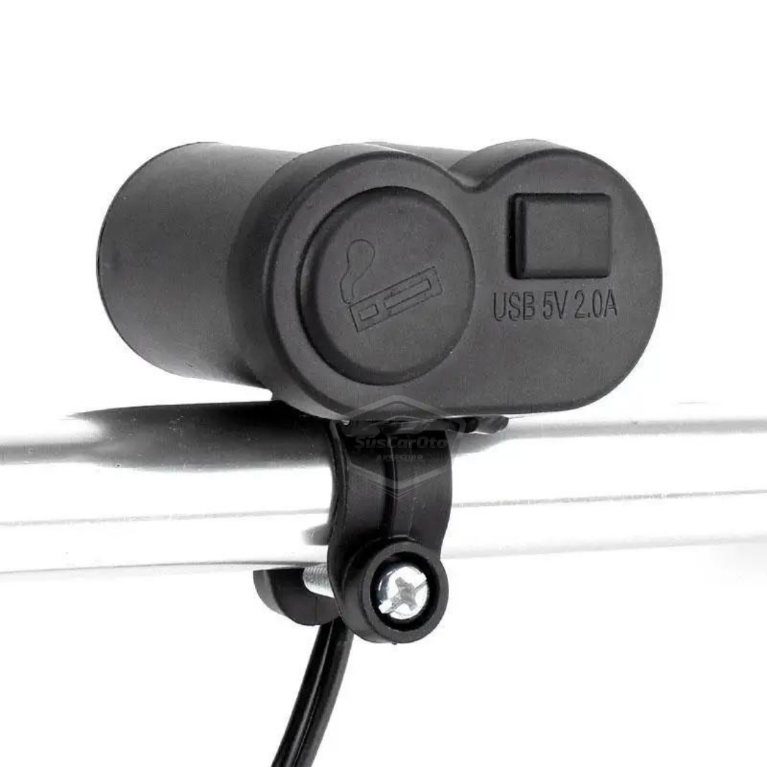 Motosiklet Atv Elektrikli Bisiklet Jetski 12-45V Çakmaklık/USB Şarj Soketi Su Geçirmez Gidon Montaj Çok Fonksiyonlu USB Şarj Cihazı image 8