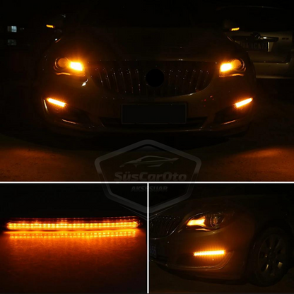Selamlamalı Kayar Sinyalli Araba Gündüz Farı Esnek Gündüz Ledi DRL Led Lamba Güçlü Işık Açılış Animasyonlu 12V Su Geçirmez Sarı Beyaz 2 Adet 23.5 cm image 7
