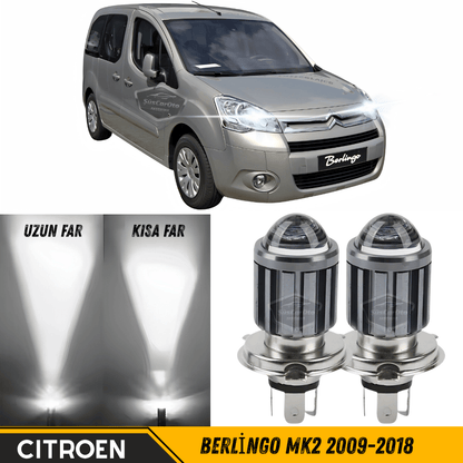 Citroen Berlingo Mk2 2009-2018 Uyumlu Mercekli Far Ampulü Led Xenon Beyaz Renk Far Şimşek Etkili CSP Led Lamba Uzun Kısa 2 Adet Takım image 0