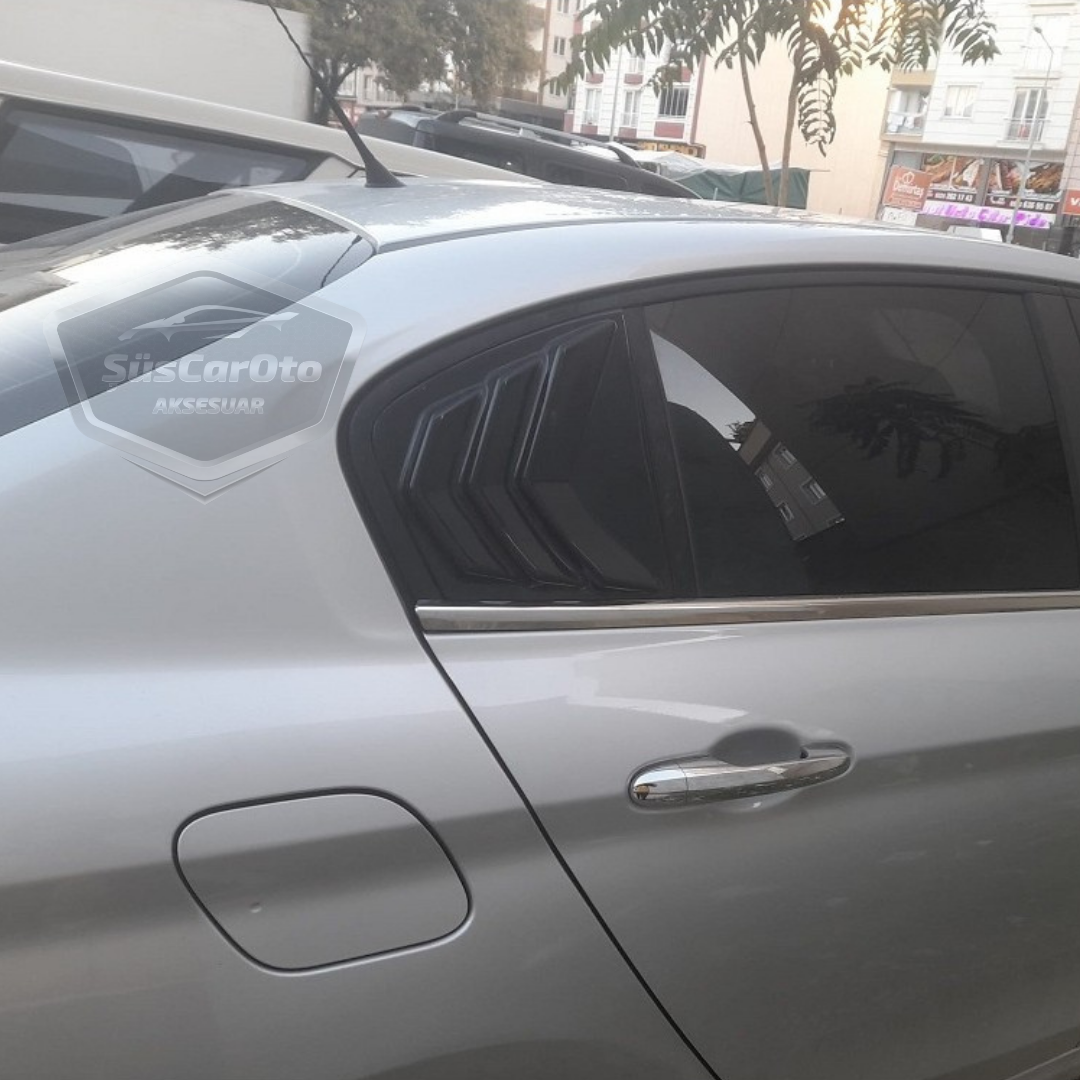 Fiat Egea Sedan 2015 Sonrası Kelebek Cam Izgarası Kelebek Cam Vizörü Havalandırma Sağ Sol Takım Parlak Siyah image 5