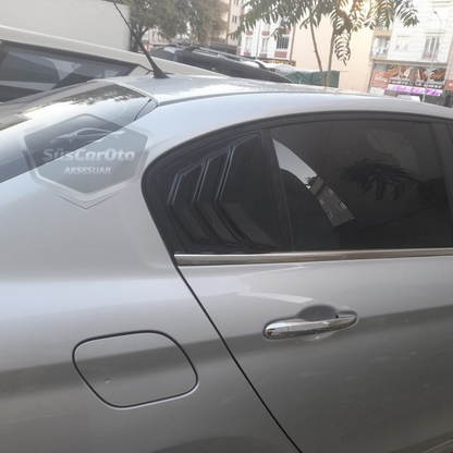 Fiat Egea Sedan 2015 Sonrası Kelebek Cam Izgarası Kelebek Cam Vizörü Havalandırma Sağ Sol Takım Parlak Siyah image 5