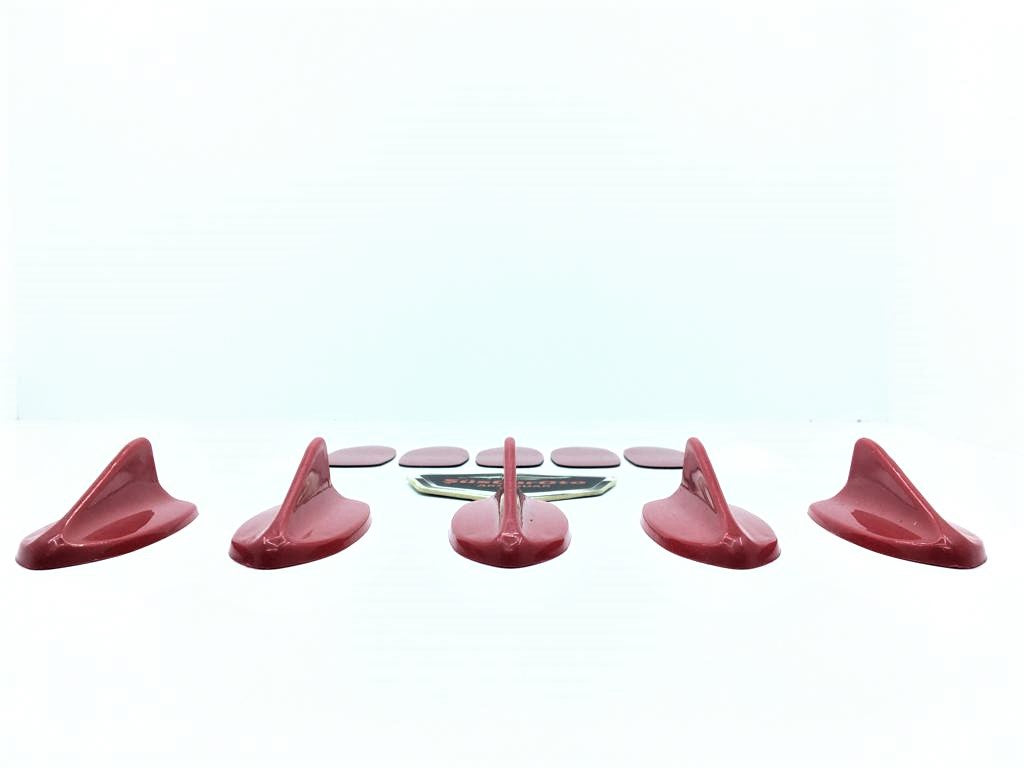 5 li Mini Shark Balina Anten Seti Balık Sırtı Süs Anten Kırmızı image 1