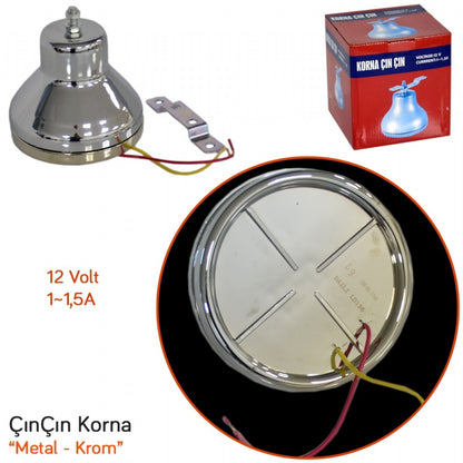 Carub Çın Çın Korna 12V Metal Krom Tramway Çan Korna image 1