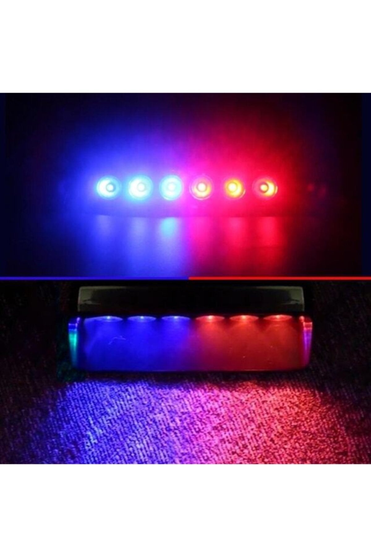S6 Cam İçi Vantuzlu Polis Çakar 6 Ledli Kırmızı Mavi 12 Mod Çakmaklık Girişli image 1