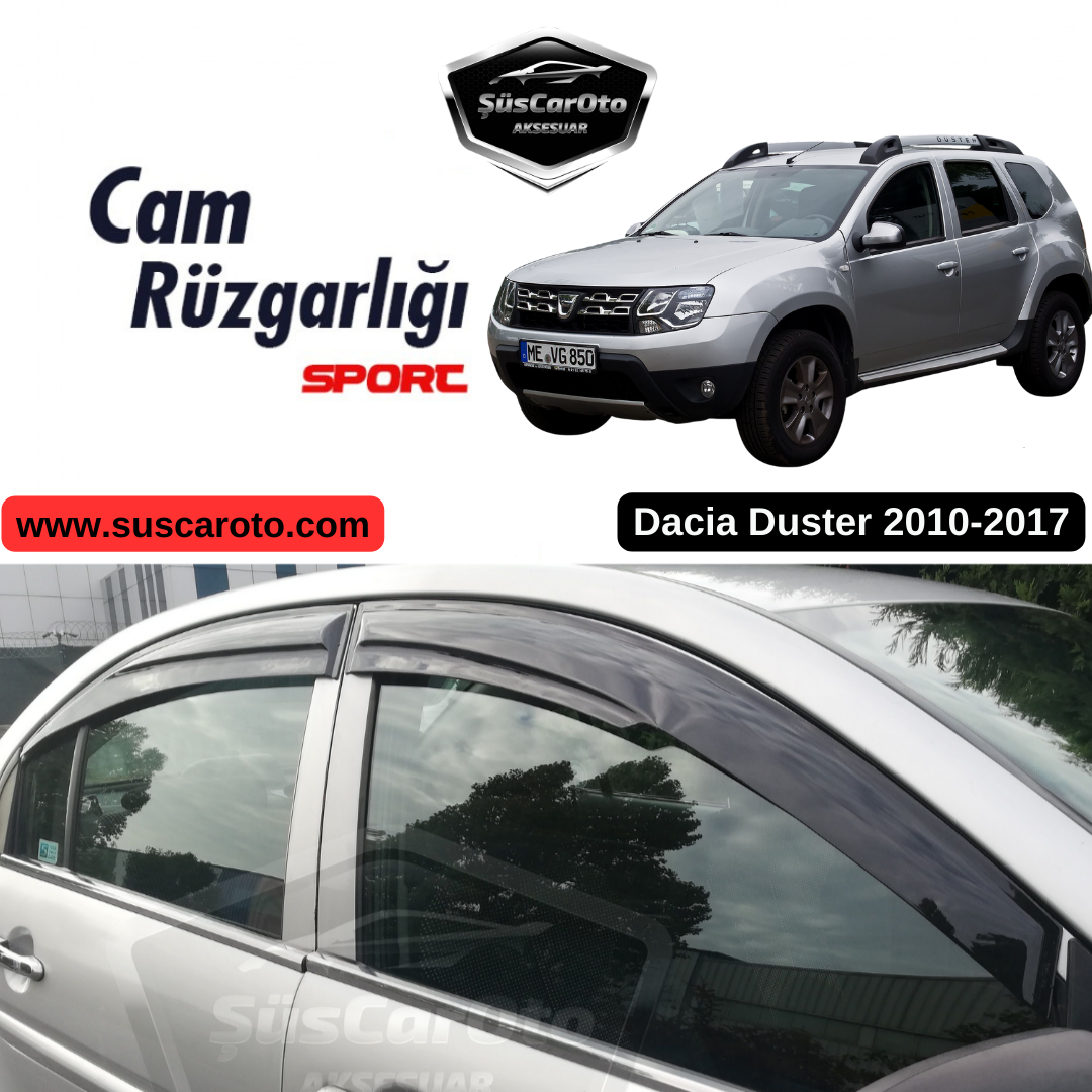 Dacia Duster 2010-2017 Uyumlu Mugen Cam Rüzgarlığı Seti Piano Black 4'lü İthal image 0